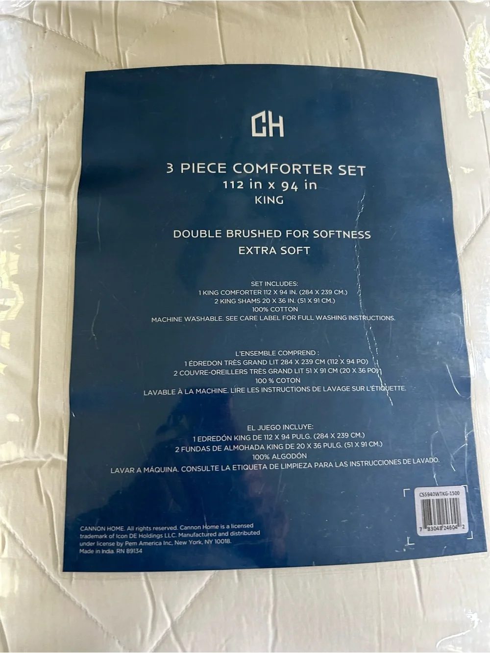 Cannon Home 3 Piece King Comforter Set